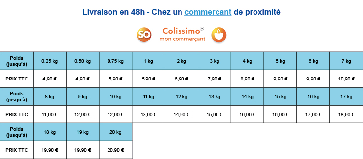 Tarifs de livraison suivant tranche de poids en livraison Livraison So Colissimo Mon commercant